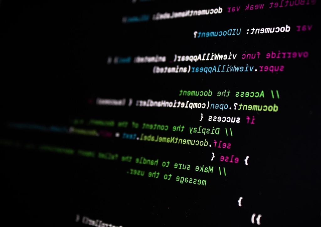 Code editor displaying futuristic programming syntax